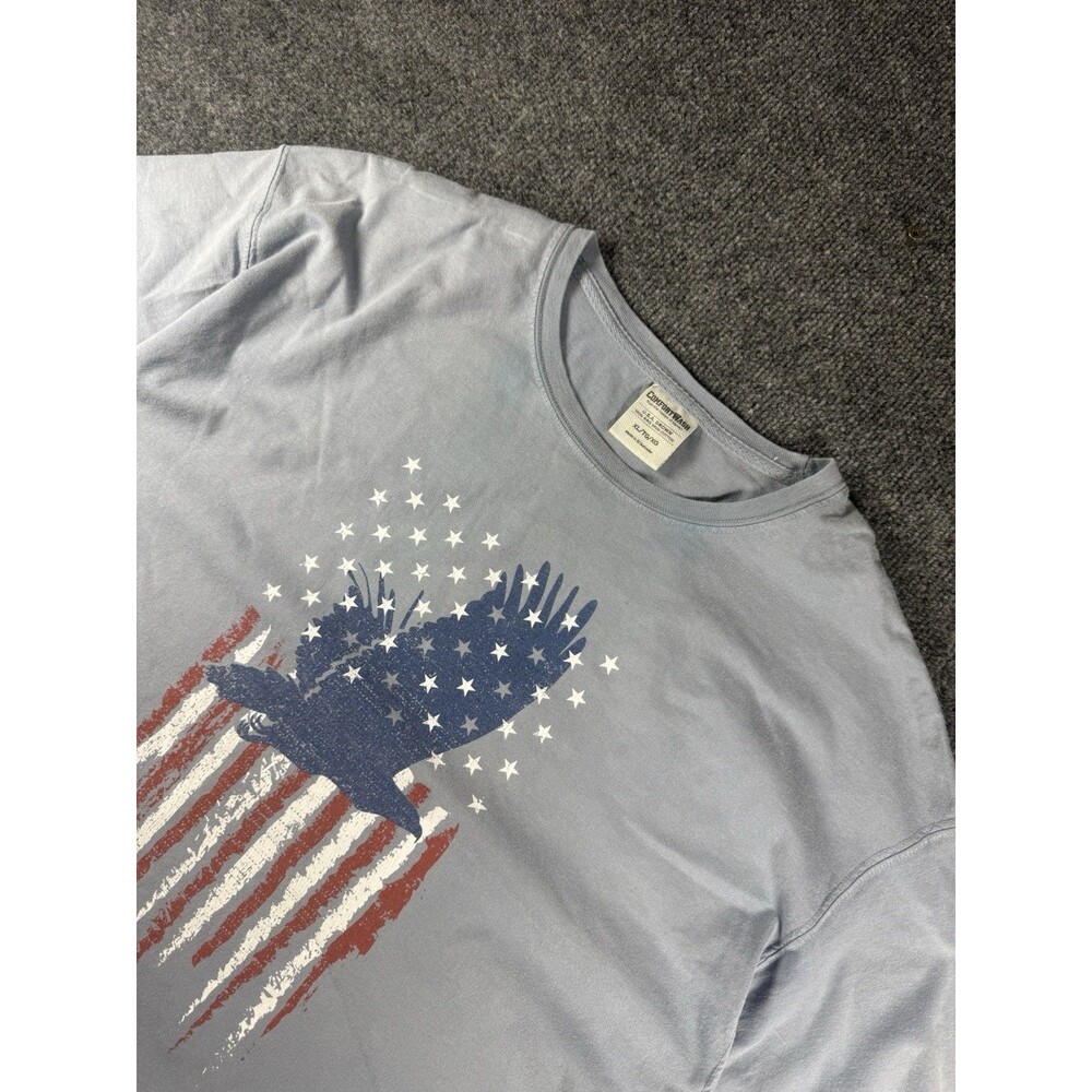 Gildan Ultra Cotton Blue USA Flag Eagle Graphic Knit T-Shirt Men’s XL Crew Neck